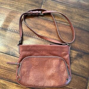 Elegant Brown Embossed Crossbody Bag